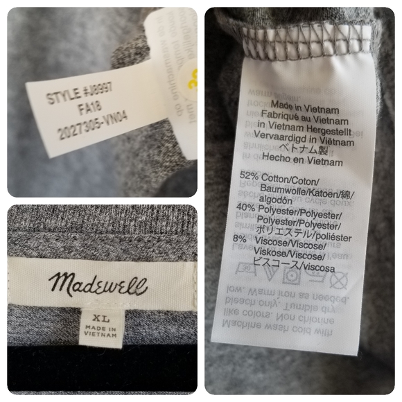 Madewell Ruffle Sleeve Tee Grey Size XL - Picture 7 of 8